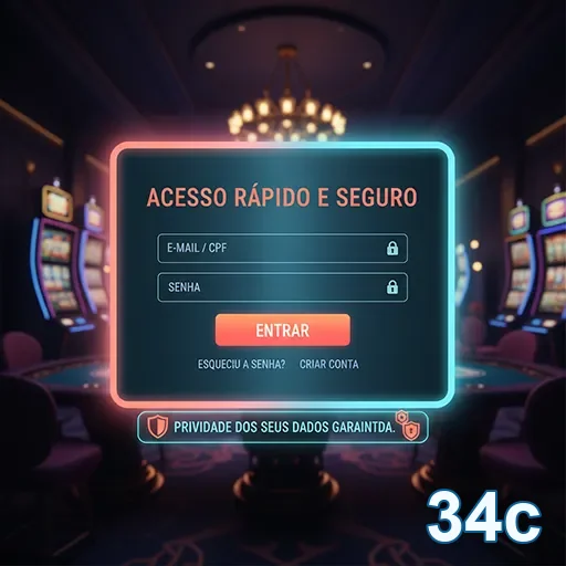 Tela de login seguro do 34c com entrada ágil
